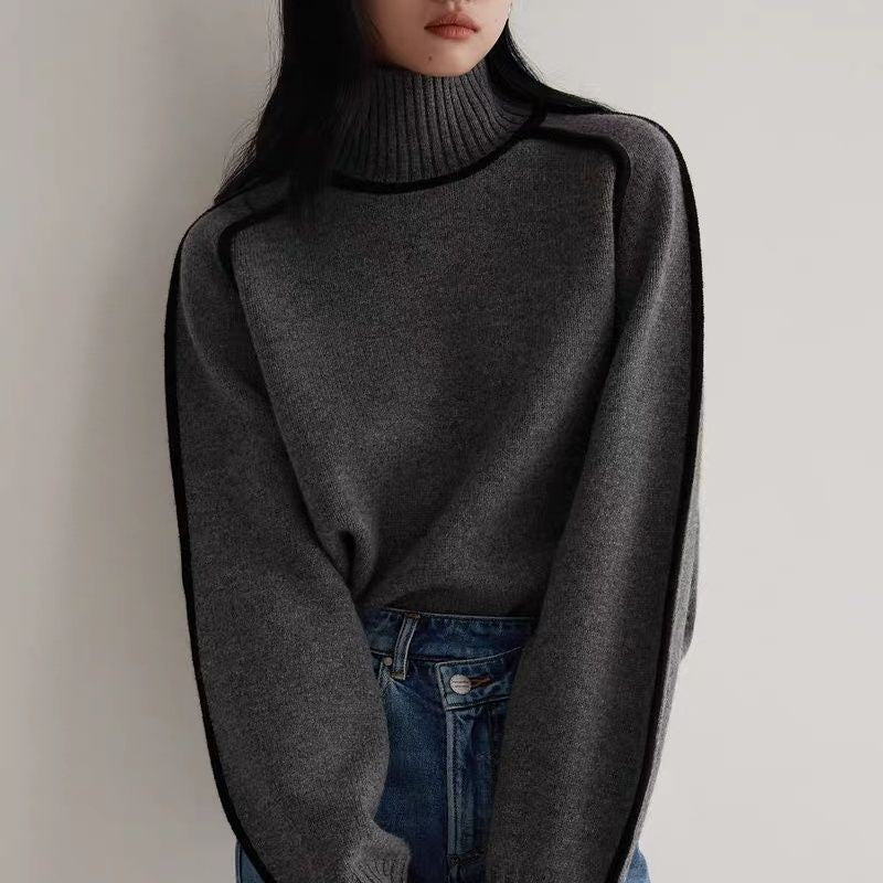 Pullover Damen mit modernem Stehkragen und lässigem Schnitt | A&B - 4 - Annoboutique