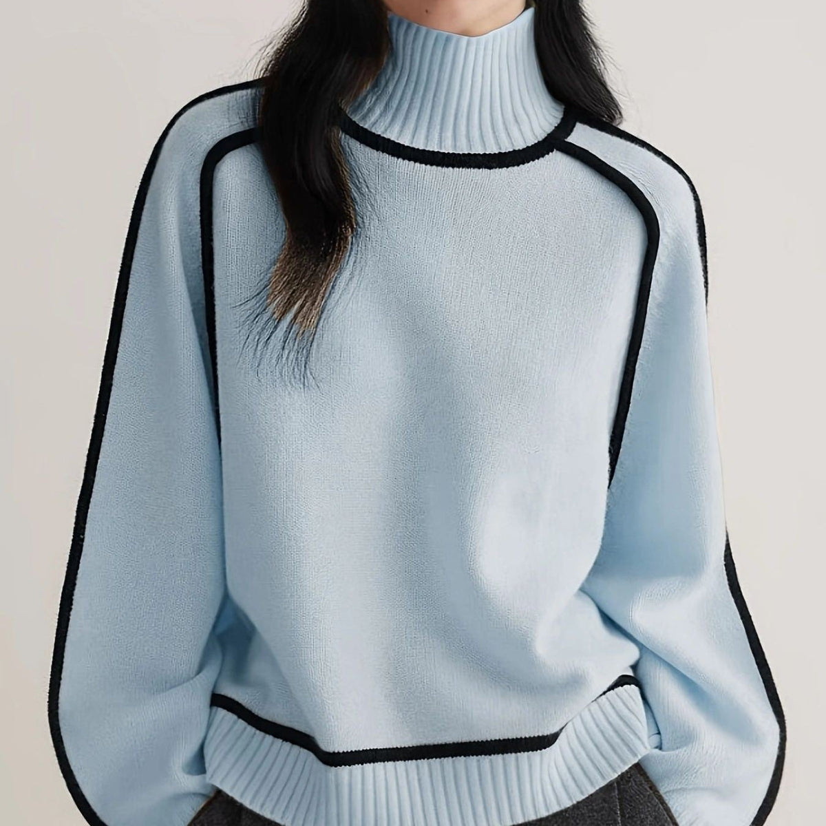 Pullover Damen mit modernem Stehkragen und lässigem Schnitt | A&B - 8 - Annoboutique