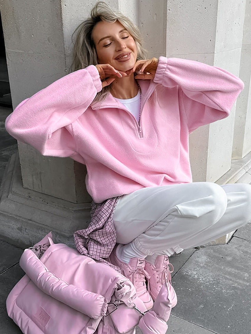 Pullover Damen mit Stehkragen und Reißverschluss | A&B - 3 - Annoboutique