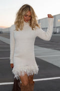 Damenkleid mit Turtleneck und Fransensaum | A&B - 1 - Annoboutique