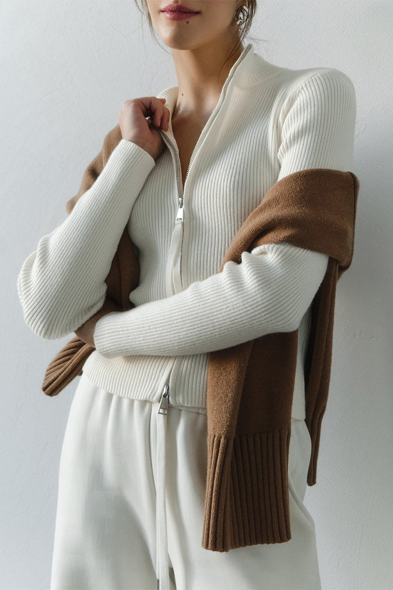 Cardigan Damen mit Stehkragen und Reißverschluss | A&B - 9 - Annoboutique