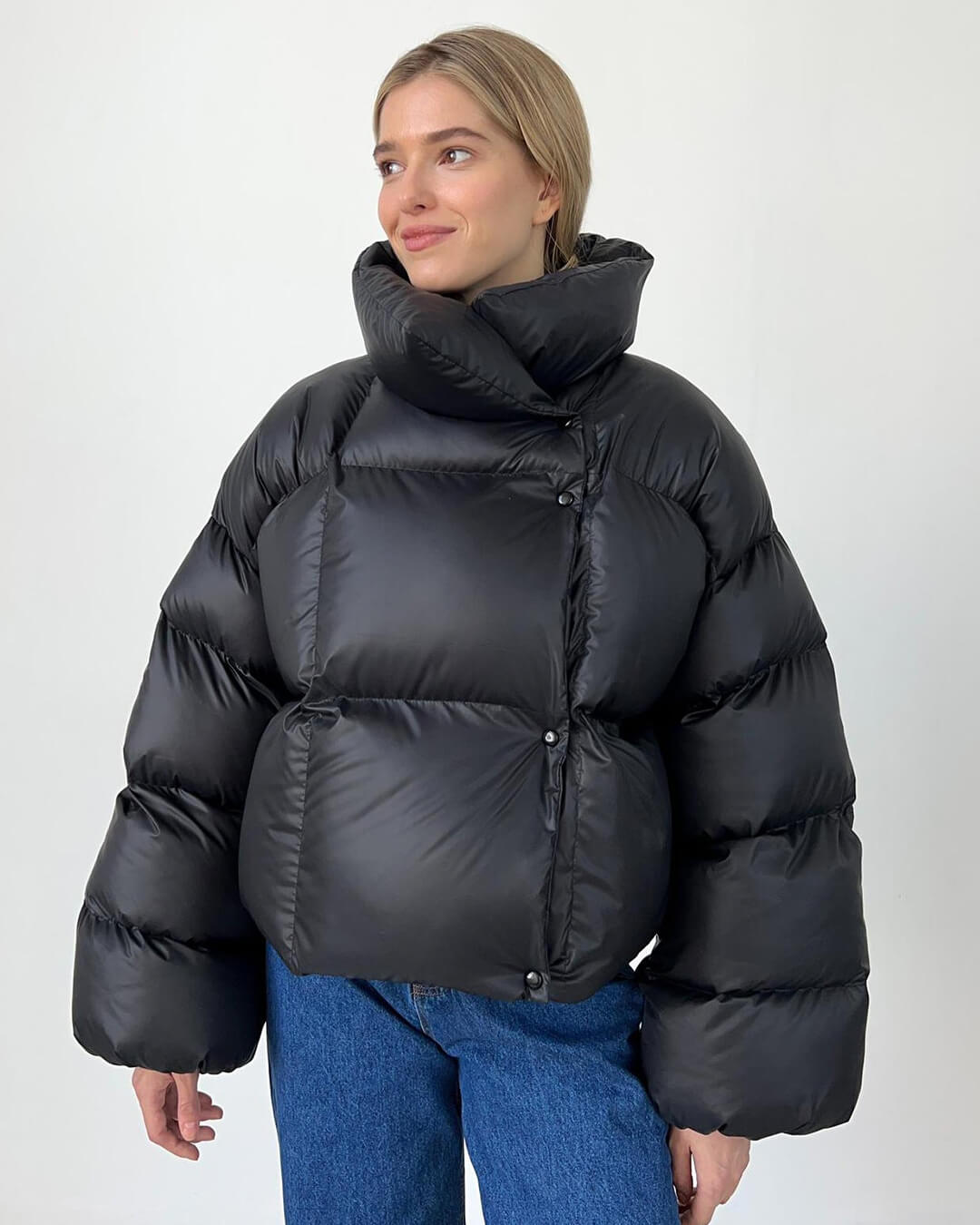Pufferjacke Damen mit hohem Kragen und lockerer Passform | A&B - 3 - Annoboutique