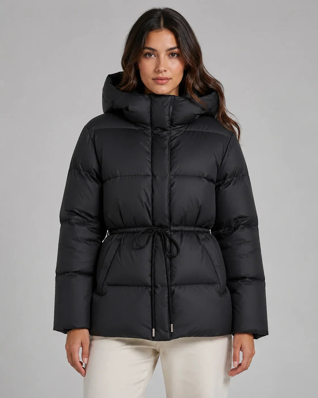 Damen Jacke mit Taillenzug und Kapuze | A&B - 8 - Annoboutique