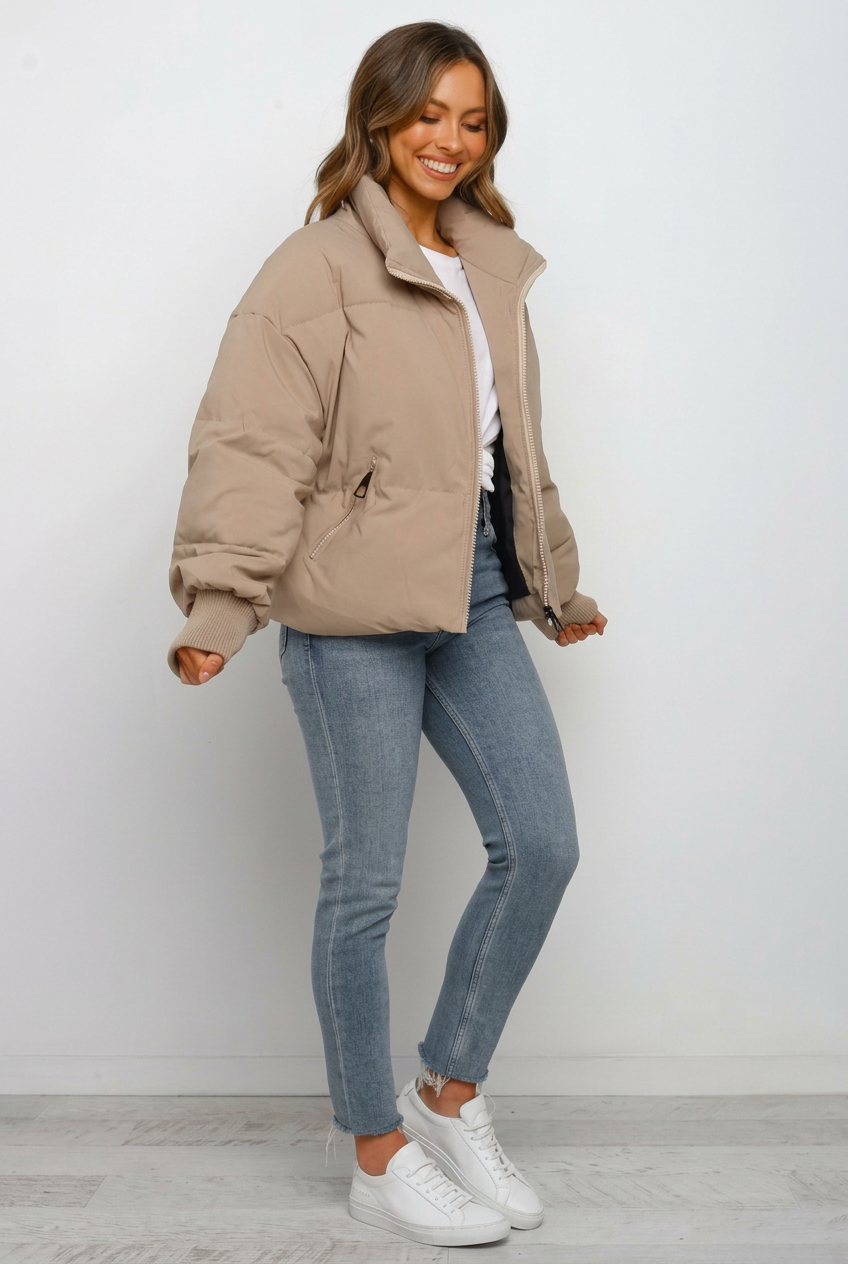 Damenjacke mit lässigem Schnitt und Stehkragen | A&B - 3 - Annoboutique