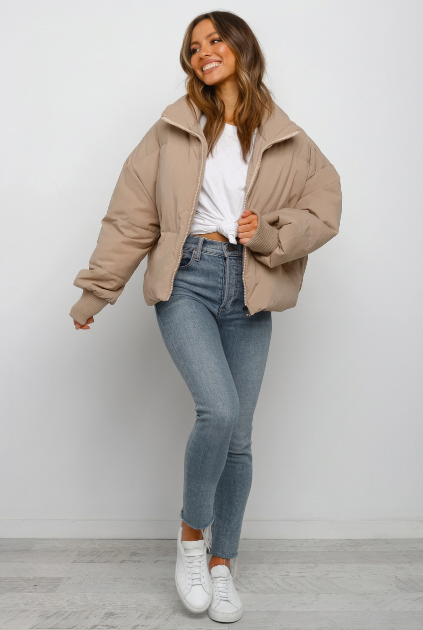 Damenjacke mit lässigem Schnitt und Stehkragen | A&B - 4 - Annoboutique