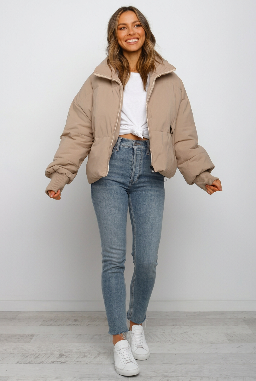 Damenjacke mit lässigem Schnitt und Stehkragen | A&B - 5 - Annoboutique