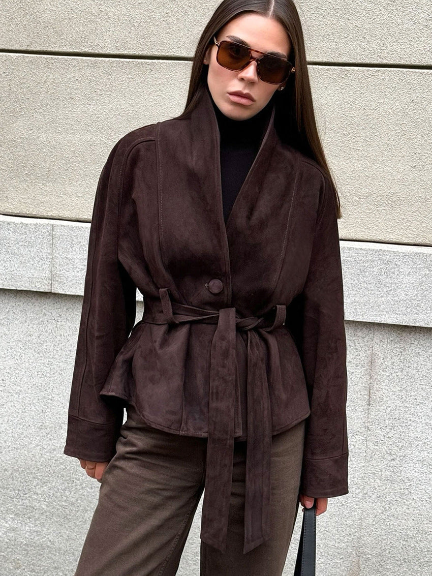 Damenjacke mit tailliertem Schnitt und Gürtel | A&B - 9 - Annoboutique