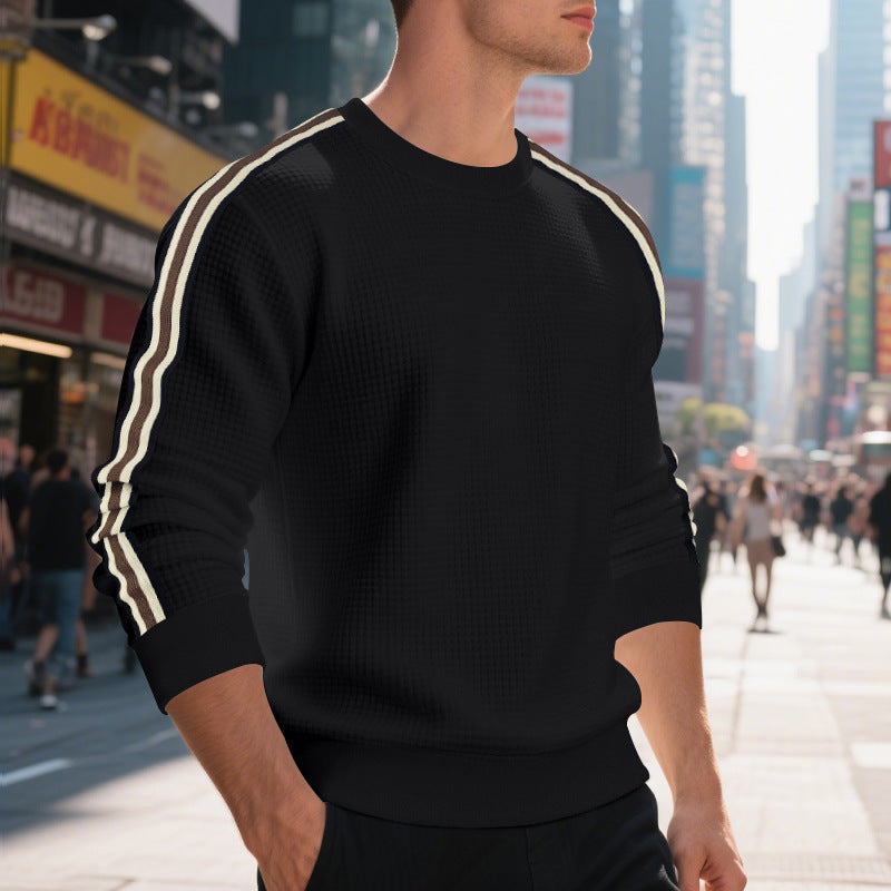 Pullover Herren mit Rundhalsausschnitt und sportlichen Streifen | A&B - 5 - Annoboutique
