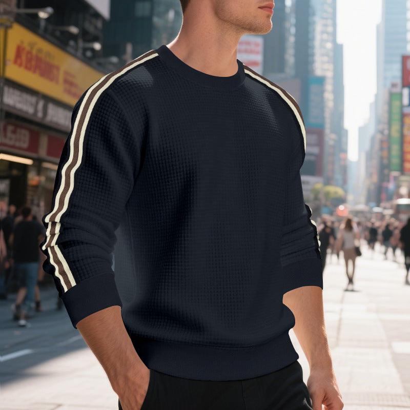 Pullover Herren mit Rundhalsausschnitt und sportlichen Streifen | A&B - 7 - Annoboutique