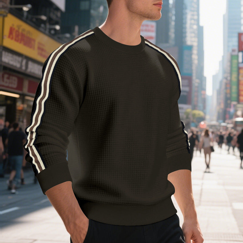 Pullover Herren mit Rundhalsausschnitt und sportlichen Streifen | A&B - 10 - Annoboutique