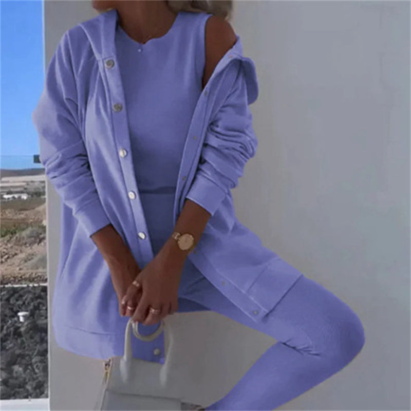 Lounge Set Damen mit Kapuzenjacke und Leggings | A&B - 1 - Annoboutique