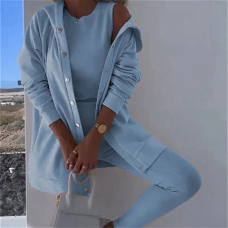 Lounge Set Damen mit Kapuzenjacke und Leggings | A&B - 2 - Annoboutique