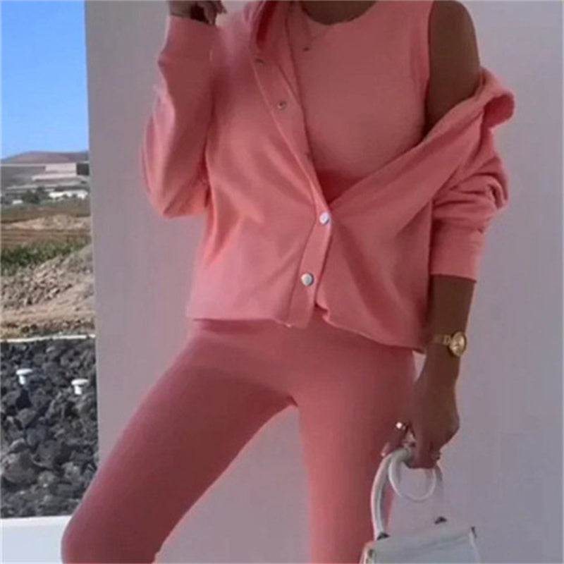 Lounge Set Damen mit Kapuzenjacke und Leggings | A&B - 4 - Annoboutique