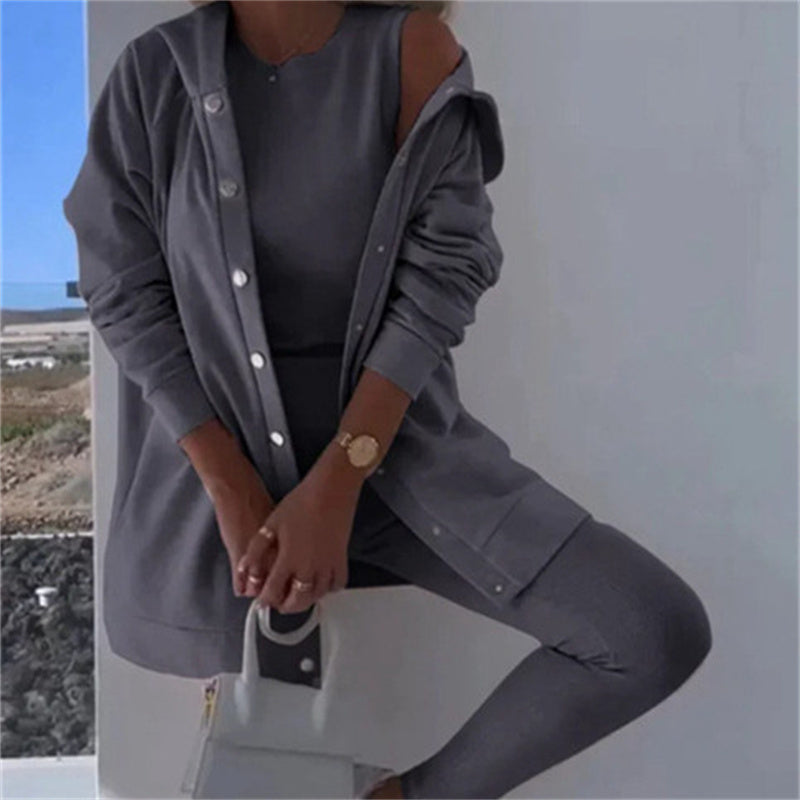 Lounge Set Damen mit Kapuzenjacke und Leggings | A&B - 6 - Annoboutique