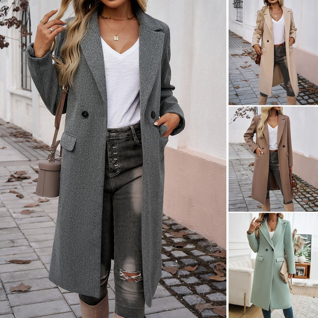Eleganter Damenmantel mit Reverskragen und praktischen Taschen | A&B - 2 - Annoboutique