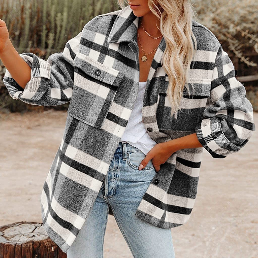Oversized Damenjacke mit lässigem Schnitt und praktischen Taschen | A&B - 6 - Annoboutique