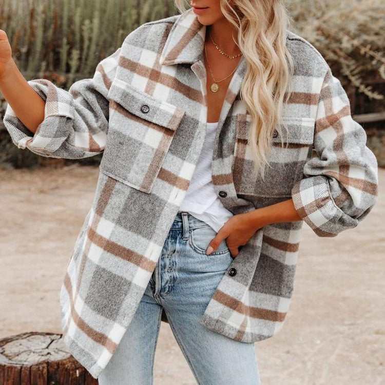 Oversized Damenjacke mit lässigem Schnitt und praktischen Taschen | A&B - 7 - Annoboutique