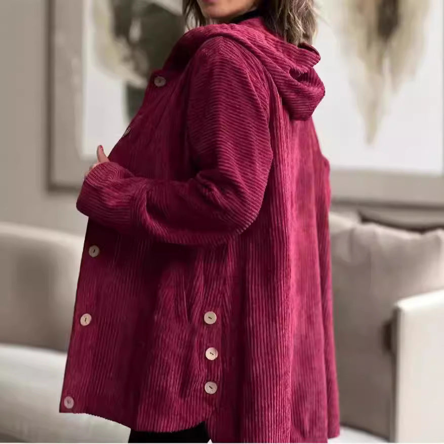 Lässige Damenjacke mit Kapuze und Knopfverschluss | A&B - 2 - Annoboutique