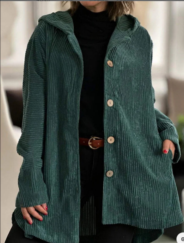 Lässige Damenjacke mit Kapuze und Knopfverschluss | A&B - 4 - Annoboutique