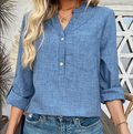 Bluse Damen mit Knopfverschluss und Brusttasche | A&B - 2 - Annoboutique