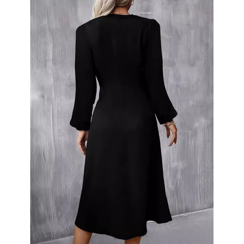 Damen Kleid mit langen Ärmeln und figurbetontem Schnitt | A&B - 2 - Annoboutique