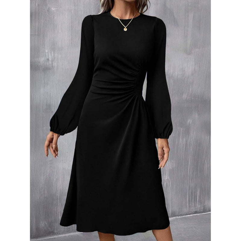 Damen Kleid mit langen Ärmeln und figurbetontem Schnitt | A&B - 3 - Annoboutique