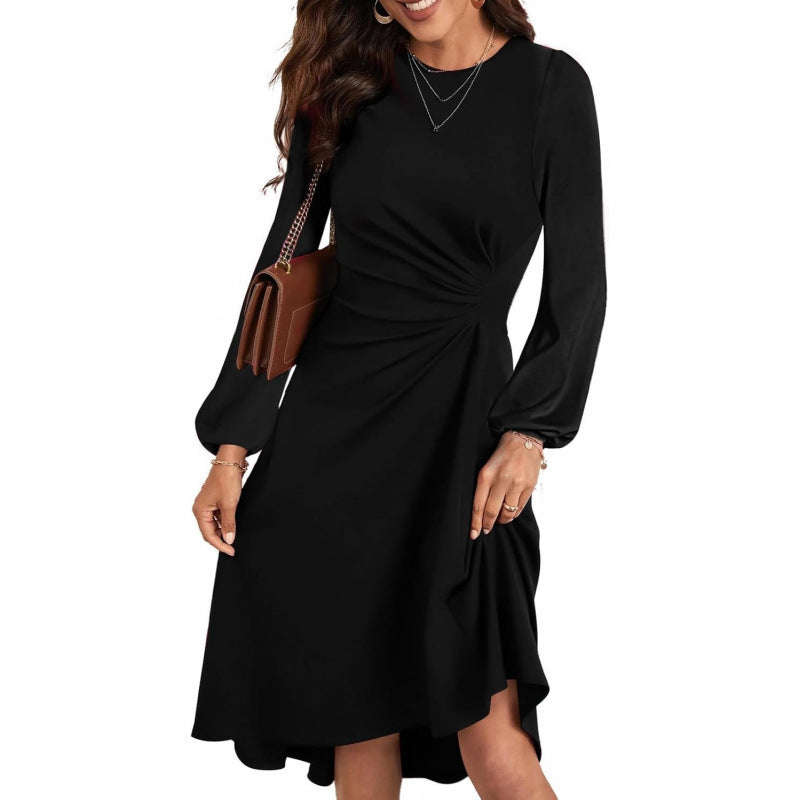 Damen Kleid mit langen Ärmeln und figurbetontem Schnitt | A&B - 9 - Annoboutique