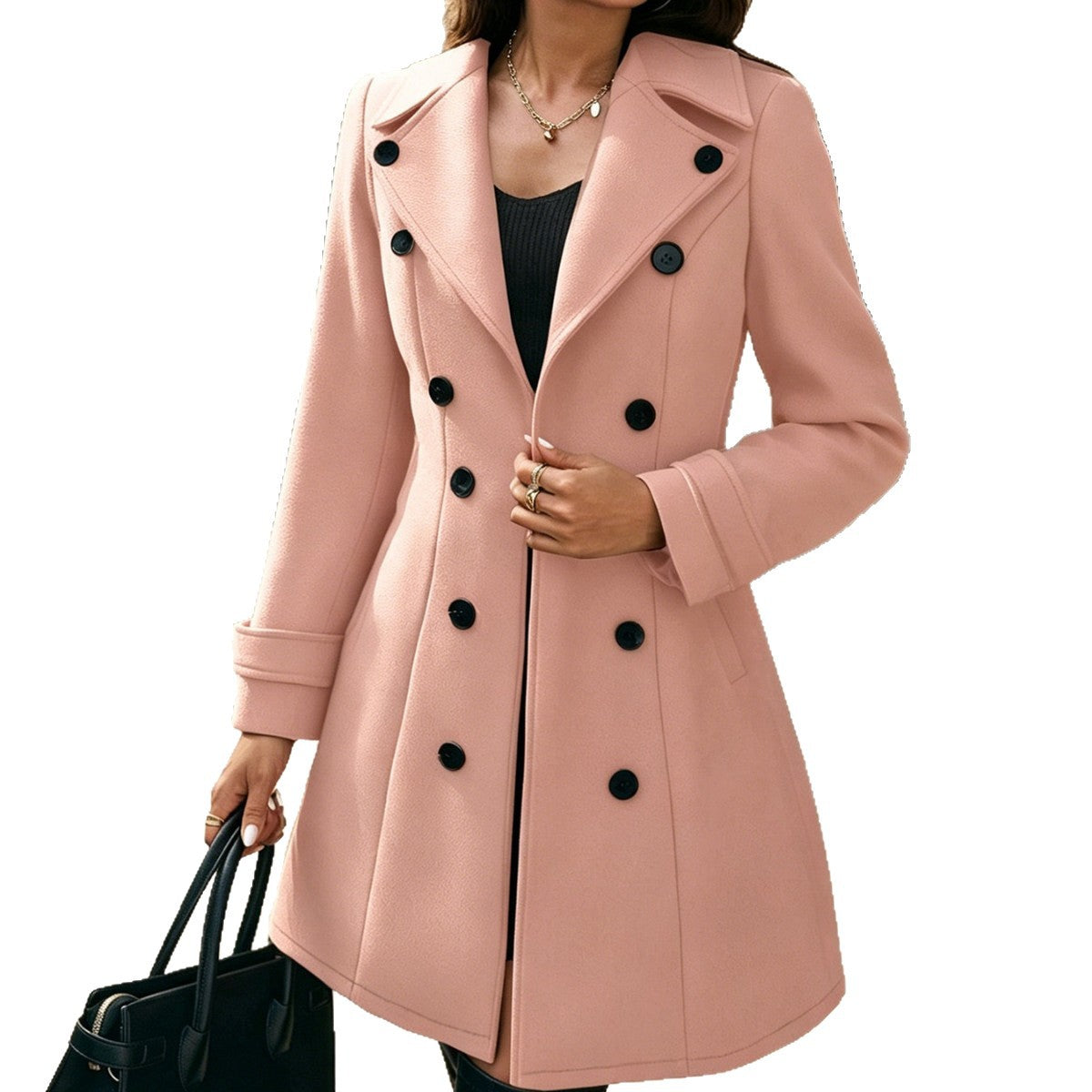 Damenmantel mit Doppelknopf-Design und taillierter Silhouette | A&B - 7 - Annoboutique