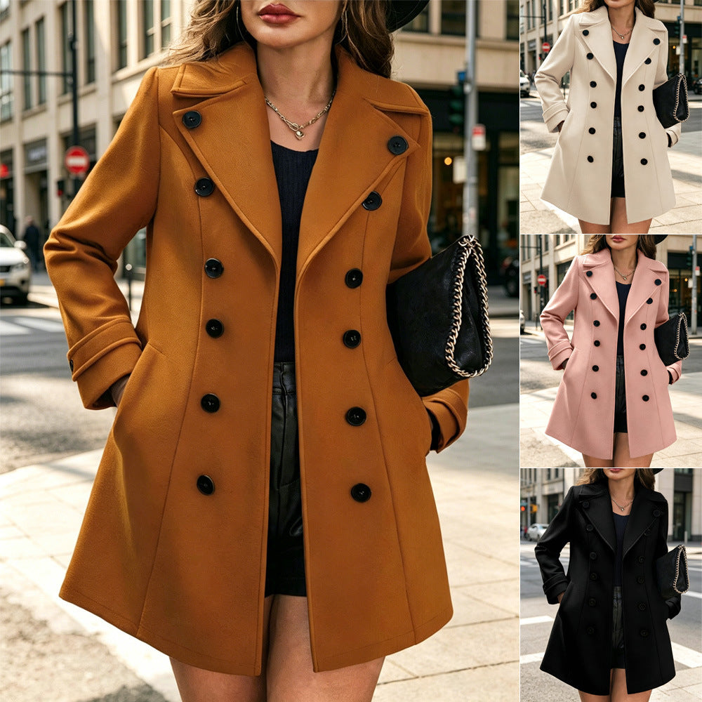 Damenmantel mit Doppelknopf-Design und taillierter Silhouette | A&B - 10 - Annoboutique