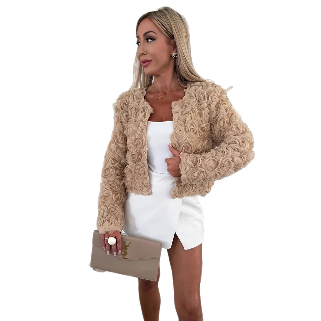 Damenjacke mit floralem Design und kurzer Schnitt | A&B - 5 - Annoboutique