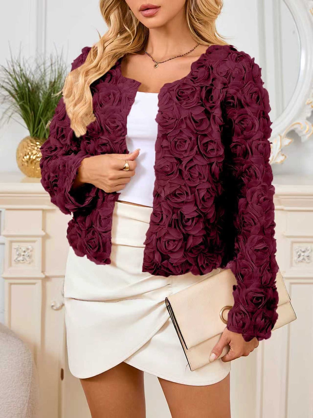 Damenjacke mit floralem Design und kurzer Schnitt | A&B - 6 - Annoboutique