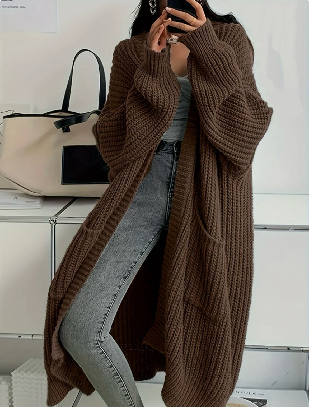 Cardigan Damen mit lässigem Schnitt und praktischen Taschen | A&B - 1 - Annoboutique