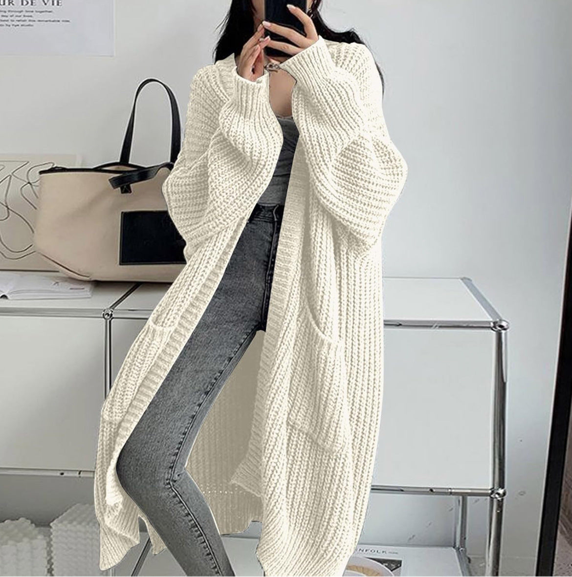 Cardigan Damen mit lässigem Schnitt und praktischen Taschen | A&B - 2 - Annoboutique