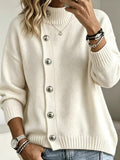 Pullover Damen mit Stehkragen und Knopf-Details | A&B - 6 - Annoboutique