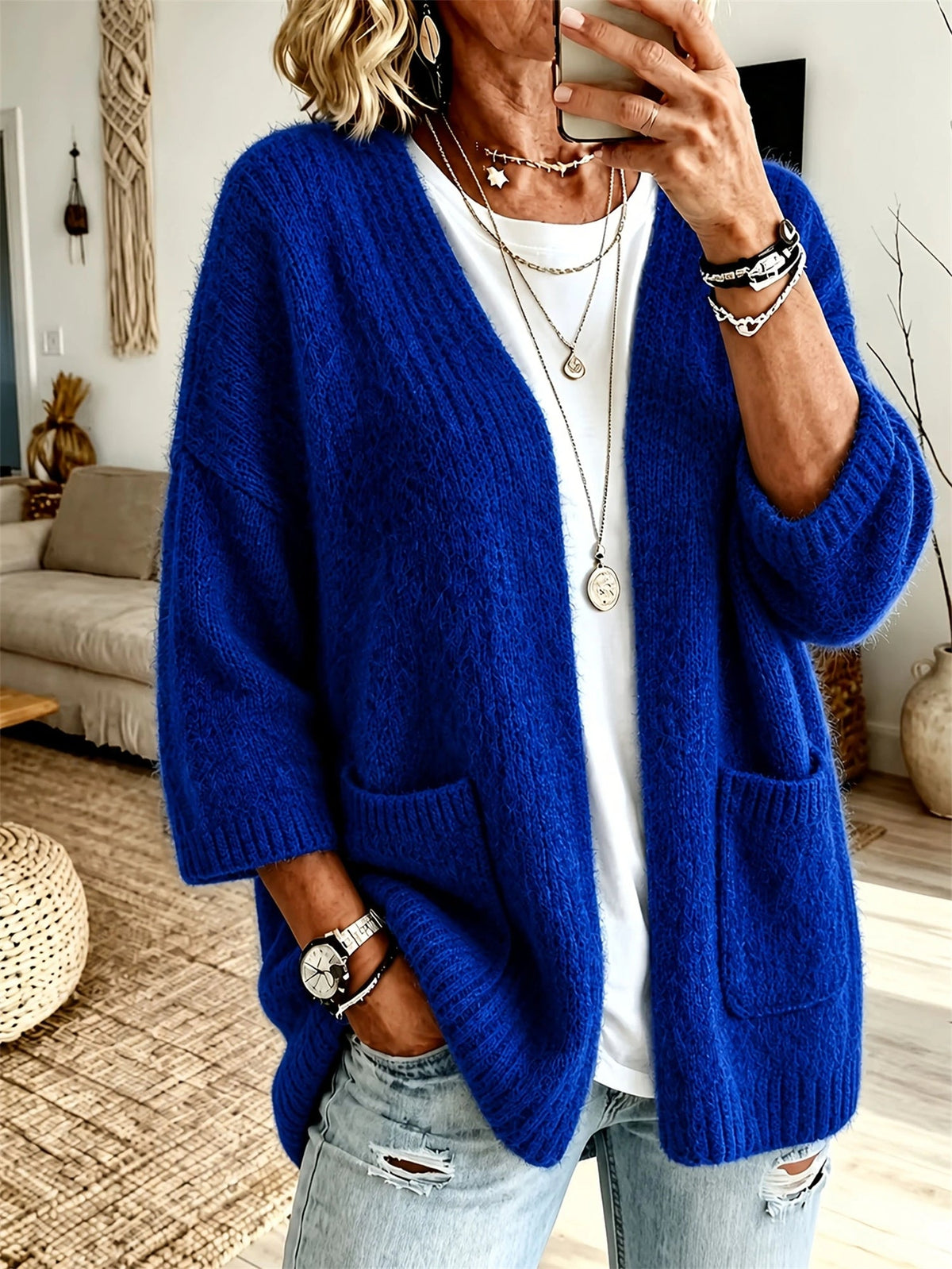 Damen Cardigan mit lässiger Passform und praktischen Taschen | A&B - 7 - Annoboutique