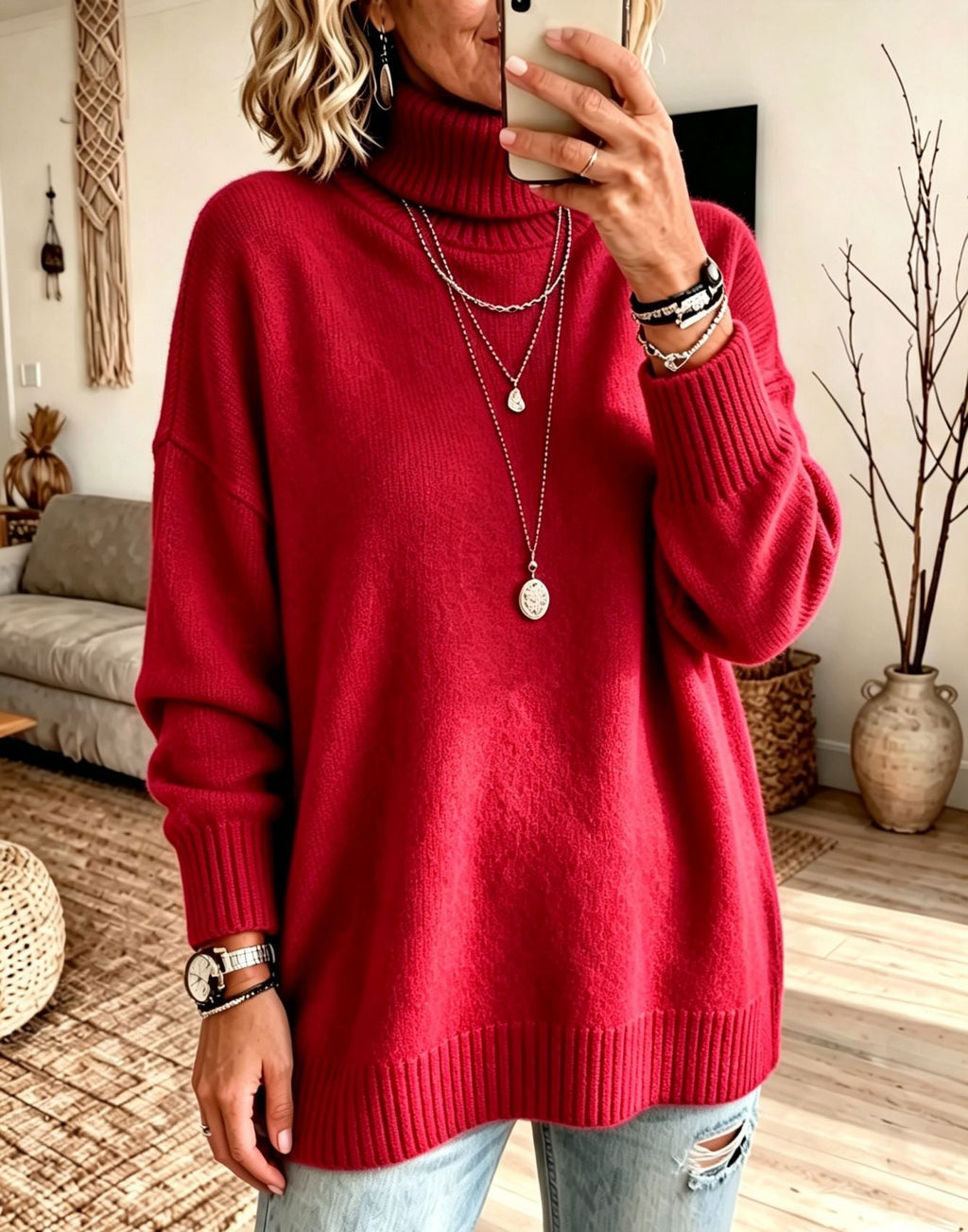 Pullover Damen mit Stehkragen und lockerer Passform | A&B - 1 - Annoboutique
