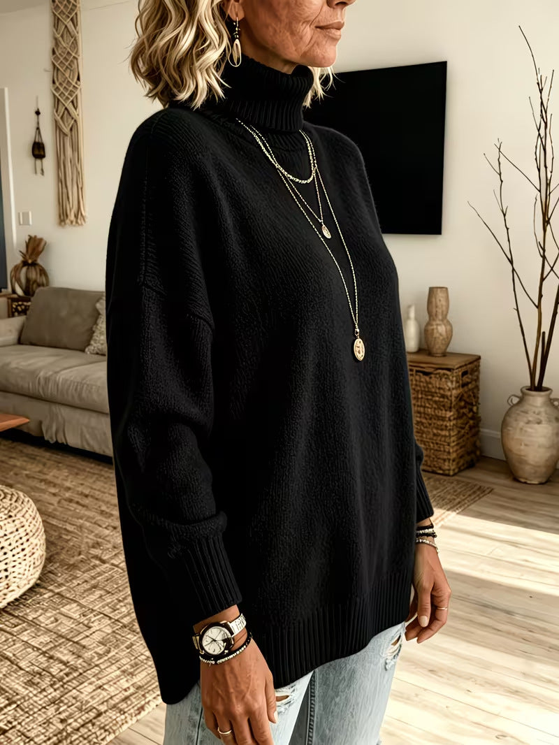 Pullover Damen mit Stehkragen und lockerer Passform | A&B - 6 - Annoboutique