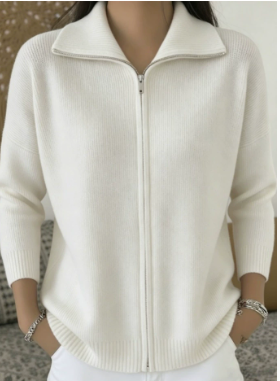 Cardigan Damen mit Stehkragen und Reißverschluss | A&B - 2 - Annoboutique