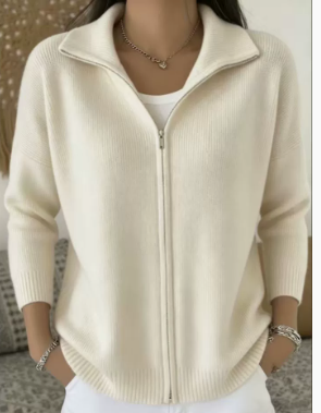 Cardigan Damen mit Stehkragen und Reißverschluss | A&B - 3 - Annoboutique
