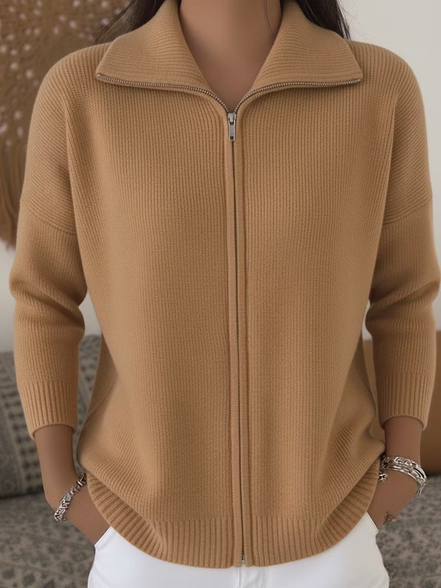 Cardigan Damen mit Stehkragen und Reißverschluss | A&B - 4 - Annoboutique