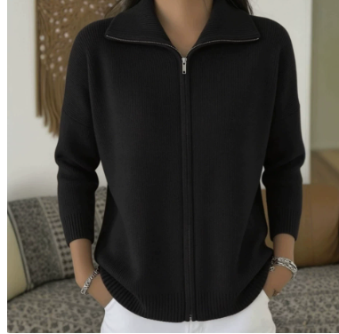 Cardigan Damen mit Stehkragen und Reißverschluss | A&B - 5 - Annoboutique