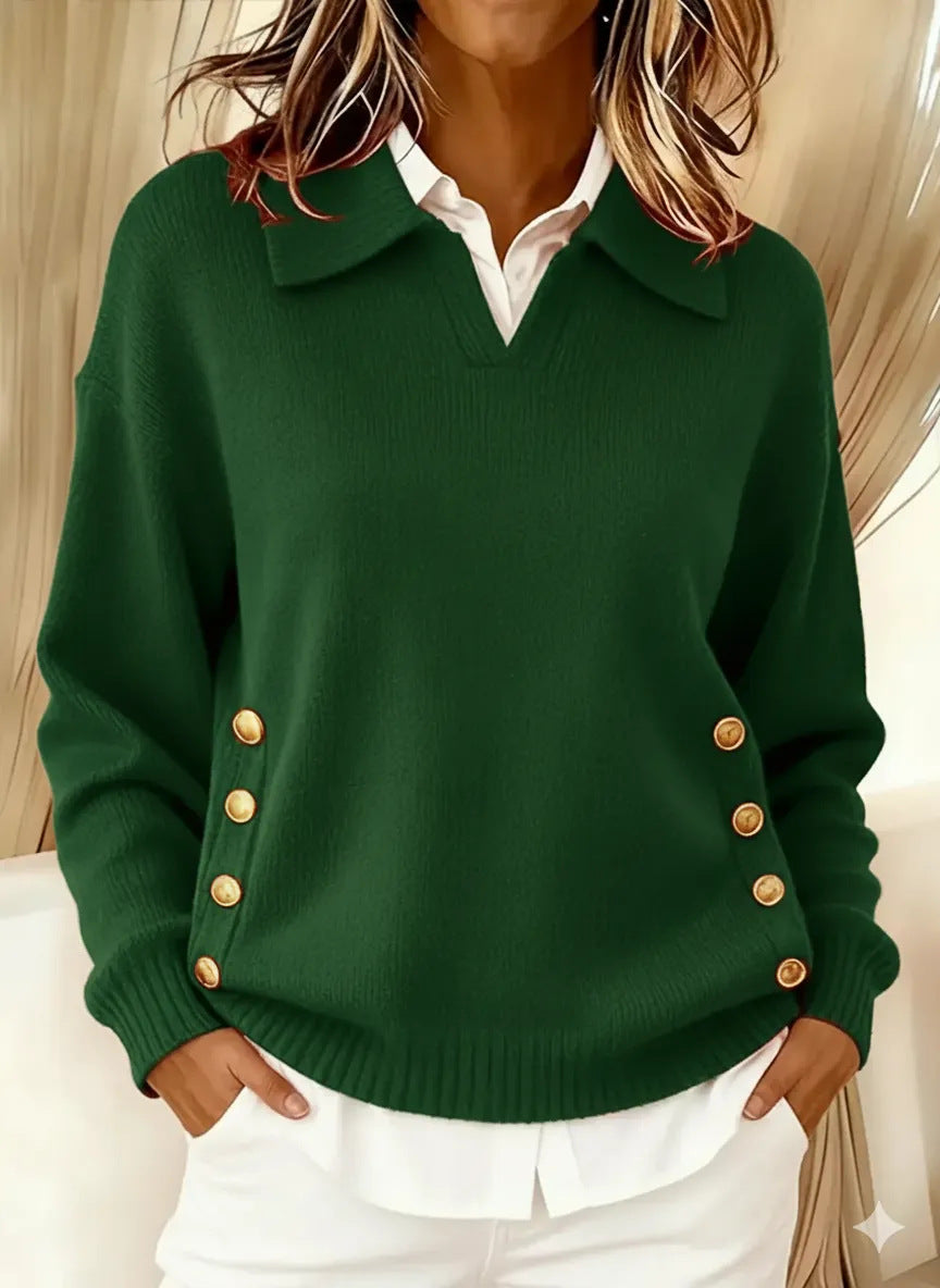 Pullover Damen mit lässigem Schnitt und Knopfdetails | A&B - 6 - Annoboutique