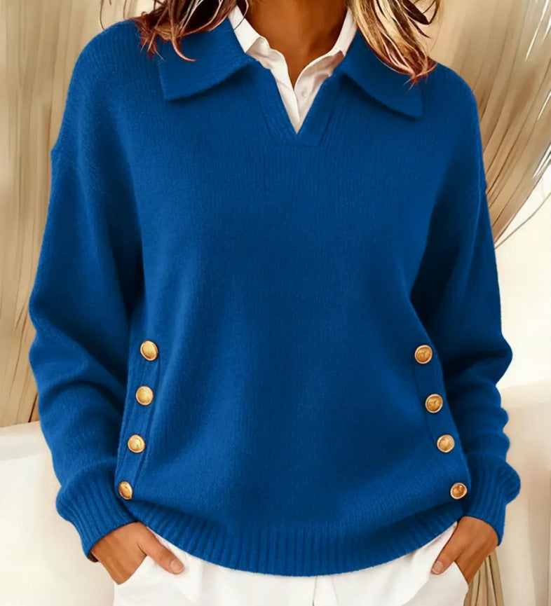 Pullover Damen mit lässigem Schnitt und Knopfdetails | A&B - 9 - Annoboutique
