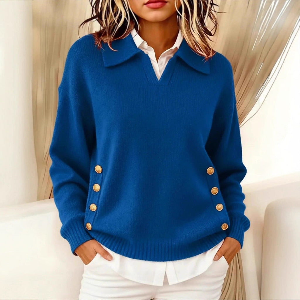 Pullover Damen mit lässigem Schnitt und Knopfdetails | A&B - 12 - Annoboutique