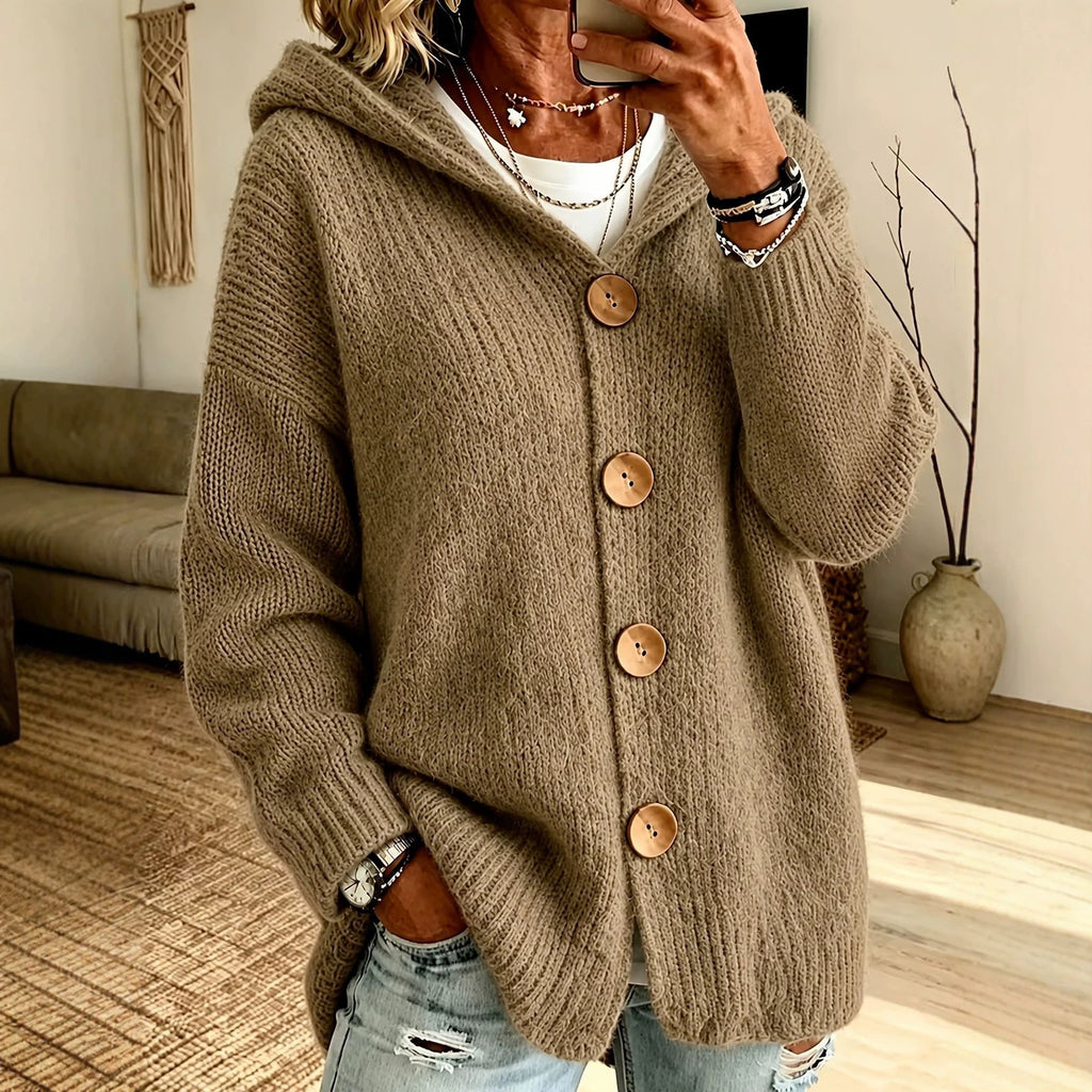 Cardigan Damen mit Kapuze und Knopfverschluss | A&B - 1 - Annoboutique