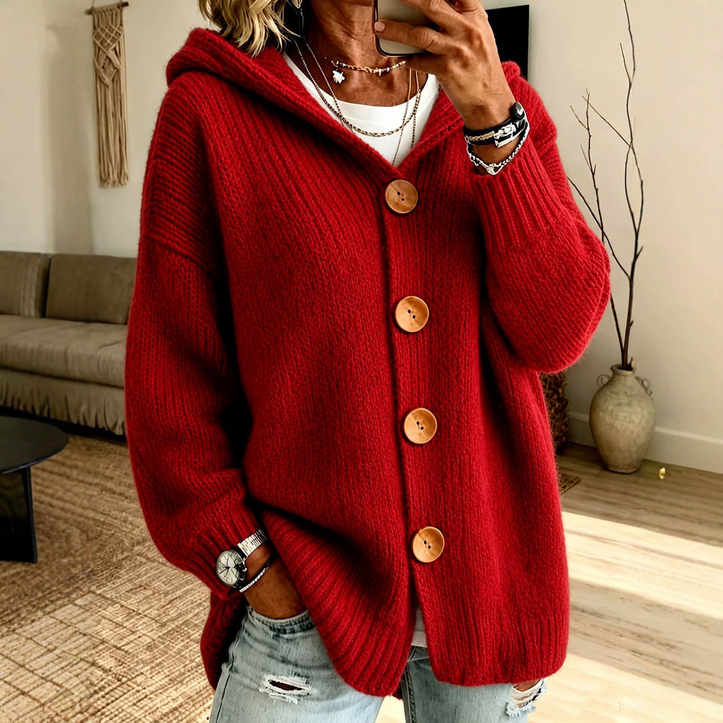 Cardigan Damen mit Kapuze und Knopfverschluss | A&B - 3 - Annoboutique