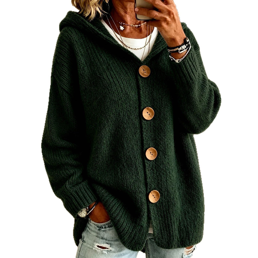 Cardigan Damen mit Kapuze und Knopfverschluss | A&B - 4 - Annoboutique