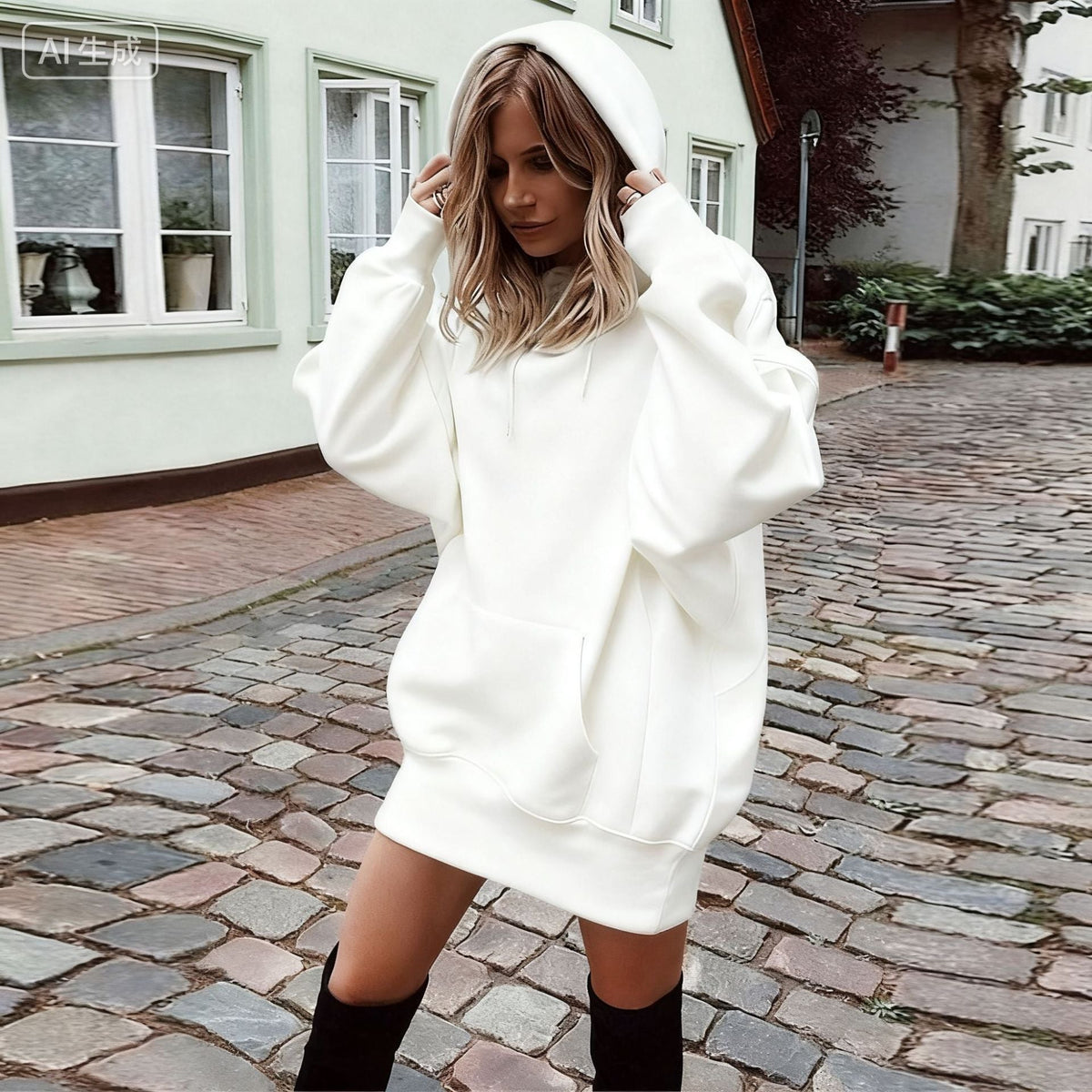 Damen Hoodie mit lässigem Schnitt und Kapuze | A&B - 4 - Annoboutique
