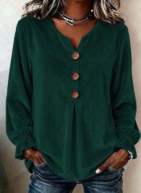 Bluse Damen mit V-Ausschnitt und Knopfleiste | A&B - 3 - Annoboutique