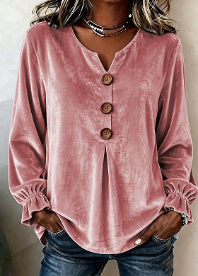 Bluse Damen mit V-Ausschnitt und Knopfleiste | A&B - 4 - Annoboutique